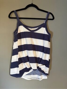 7th Ray Navy White Striped Tank Top Medium USA Made 2010s Sleeveless